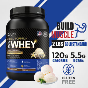 QIUMI Whey Protein Powder for Men and Women Whey Protein Isolate Powder Muscle Building Supplement 5.5g BCAA Supplement Supports Muscle Recovery and Growth 2LBS