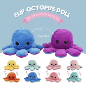 Melody Reversible Flip Stuffed Octopus Doll Soft Simulation Reversible Plush Toy Double-sided Color Flip ST0067
