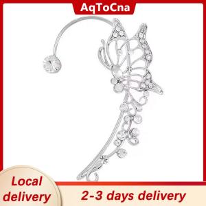 [COD] AqToCna Ship within 24 hours Fashion Sparkling Crystal Elf Butterfly Ear Cuff Without Piercing Clip Earrings Elegant Ear Clip For Women Exquisite Ear Cuff Wedding Jewelry