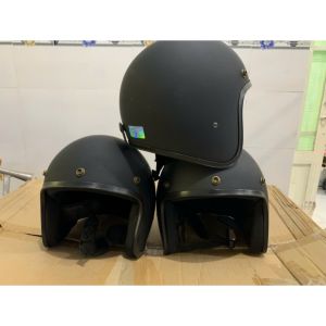 Mũ bảo hiểm 3/4 retro đen nhám size dưới 58cm – Form tròn thời trang đi phượt đi phố siêu ngầu