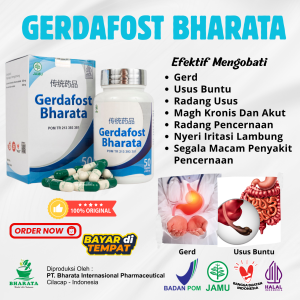 Gerdafost Bharata Obat Gerd Maag Akut Kronis & Usus Buntu Kemasan Isi 50 Kapsul 100% Original