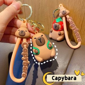 Creative Cute Capybara Keychain Cute Animal Porpoise Hugging Turtle Doll Car Key Pendant Anime Accessories Birthday Gift for Boys and Girls