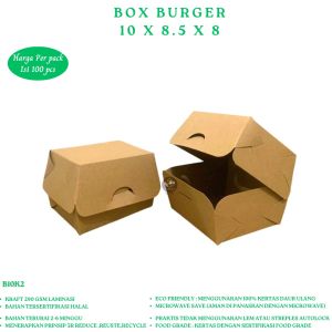 Dus Burger Box Dimsum Kraft 290 Gsm Box Burger (Isi 100 Pcs--B10K2)