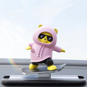 EKLEVA New Upgraded Skateboard Bear Car Ornaments Silent Sliding With Driving Cute Doll Car Dashboard Decoration Multi Color