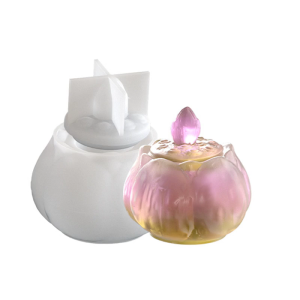 Lotuses Flower Storage Jar Mold Epoxy Resin Mould for Concrete Planter and Pen Organizers Making Supplies