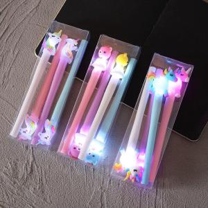 4Pcs/Set 0.5mm Cute Cartoon Unicorn Bear LED Refillable Gel Pen with Light  Creative Pen  Creative Pen Gifts School Supply for Students Kids Children