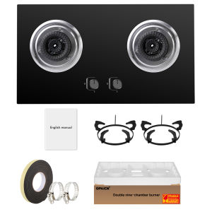 SUKINBO 7500W Double Burner Gas Stove Upgrade Tempered Glass Gas Stove Liquefied Gas Stove Double Burner Cooker Nine Cavity Gas Stove