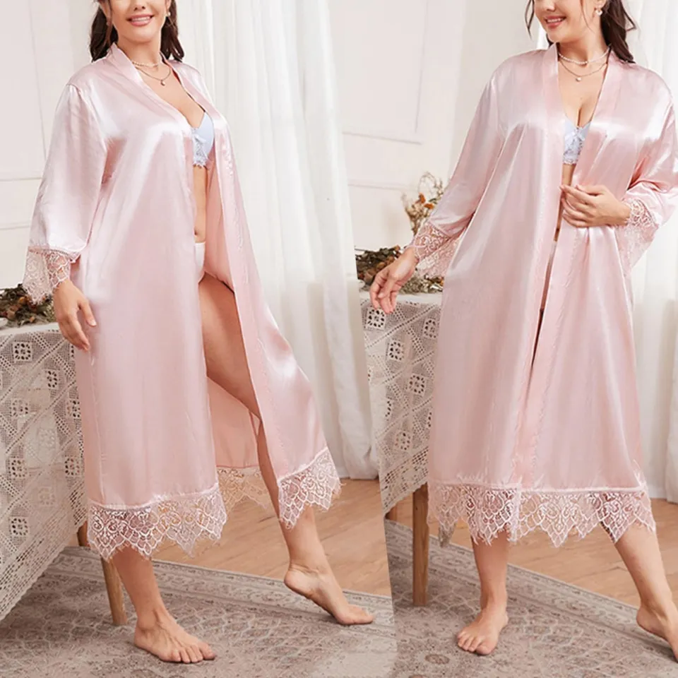 Langeries For Women Sex Extra Size Summer Cardigan Nightgown Long Sleeved  Home Clothes Mid Length Bathrobe Ice Silk Pajamas Female Sexy lingerie |  Lazada PH