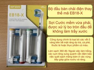 Vỉ 4 đầu bàn chải điện thay thế mã EB18-X (tương thích với các dòng bàn chải điện phổ biến như Oral-B)