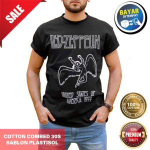 Kaos Band Led Zeppelin logo rock legend lengan pendek cotton combed sablon plastisol