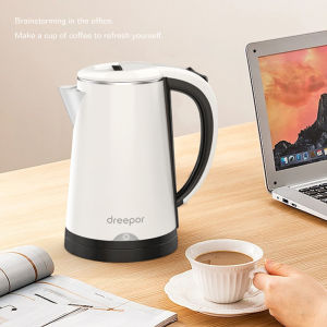 Dreepor Stainless steel electric kettle 2.2L double layer anti-scalding automatic heat preservation kettle Rapid boiling power 1500W Steam sensor switch Boil and stop Anti-dry protection