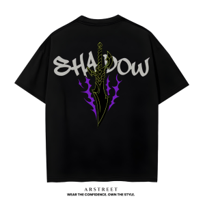 Kaos Hitam Shadow Style Pedang Api Ungu – Baju Distro Pria Wanita