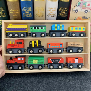 Wooden Train Set Toy Train Sets for Kids Wood Train Set for Toddlers 12PCS Toy Inertia Trains Toy