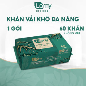 [LAMY OFFICIAL]_Combo 3 túi khăn mặt khô đa năng Lamy 60 tờ dạng gói rút không mùi dùng lau mặt tẩy trang khăn lau cho bé