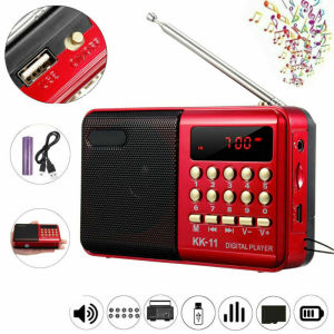 K11 FM Rechargeable Mini Portable Radio Handheld Digital FM USB TF MP3 Player Speaker Rechargeable