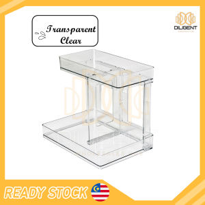 【D318 READY STOCK】 Multifunctional Transparent Storage Shelf Home Bathroom Kitchen Office School Desk Organizer Rack