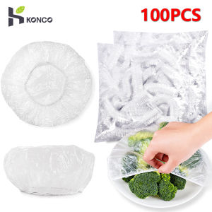 Konco 100pcs Plastic Wrap Fresh-keeping Sleeve PE Cling Film Sealing Bowl Plate Covers Elastic Mouth Anti-flavor Bags Refrigerator Dust-proof Covers Kitchen Food Storage Organizing Utensils