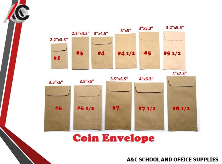 A&C01 Brown Coin Envelope (#1, #3, #4 #5 #6 #7) 500pcs | Lazada PH