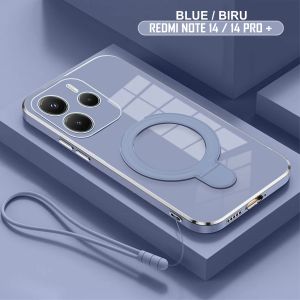 Softcase Redmi Note 14 / 14 Pro 4G 5G CaseRing Plating Holder Magnetic Free Tali Lanyard Premium