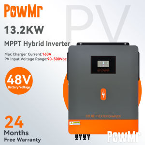 PowMr 13.2kw On-Grid/Off-Grid Hybrid Inverter 48Vdc 230VAC PV Panel Input 500vdc Pure Sine Wave Solar Inverter Built in 160A MPPT Solar Charger Controller Can Work Without Battery