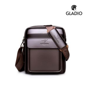 GLADIO Tas Selempang Pria Sugita Kulit Cokelat Terbaru Sling Bag GLD017B7 Cowok Kekinian Mewah