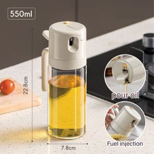 SG Local inventory 550ML New Oil Bottle Spray/Pour Leak-Proof Oil Glass Spray Kitchen Soy Sauce Vinegar Seasoning Bottle