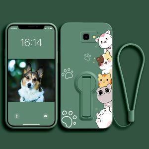 เคสสำหรับ Samsung J7 Prime J4 Plus J6 Plus J4+ Samsung J6+ J7 Pro เคสศัพท์แบบนุ่มซิลิโคนเหลวกันกระแทก ดีไซน์ใหม่สวยงาม ลายการ์ตูนแมวพร้อมที่วาง YTXZDZMM01