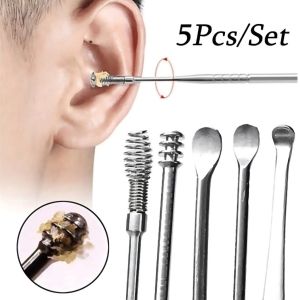 Alat Pembersih Kotoran Telinga Set 6in1 Stainless Steel Earpick Perlengkapan Perawatan Kebersihan Indra Pendengaran Ear Wax Remova