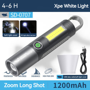 Smiling-Shark-SD0707-Ultra-Bright-Torchlight-LED-Flashlight-M60-Camping-Light-Torch-Light-Pocket-Portable-With-Hook-USB-Rechargeable-Outdoor-Zoomable-Waterproof-Hiking-Emergency