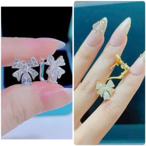 {loại 1} Bông tai nơ chốt dò gà nơ tấm đá cz nhân tạo Kami trang sức sỉ BGNT27