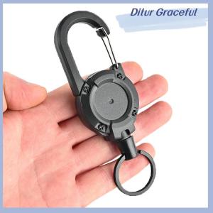 Ditur 1ชิ้นเชือกลวดพวงกุญแจสปอร์ตแบบยืดหดได้หัวเข็มขัดดึงง่ายป้องกันการสูญหายหัวเข็มขัดโลหะเด้งง่ายต่อการดึง