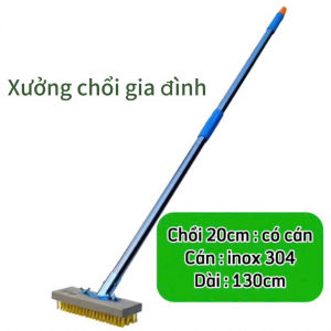 CHỔI MẠ ĐỒNG Tay Cầm Inox Dài 130cm Chà Sân Vườn Vệ Sinh Nơi Rêu Bám Bẩn Kích Thước 20cm ->30cm-> 45cm