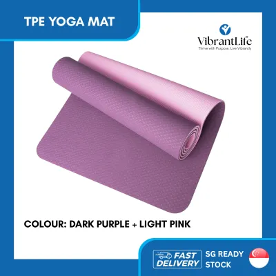 TPE Yoga Mat Monochrome 183x61x0.6 cm – Non-Slip Eco-Friendly Thick Cushioned Mat for Yoga Pilates & Fitness