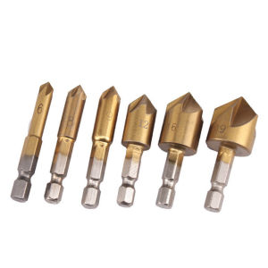 Five-Blade Chamfering Tool 90 Degree Hex Handle Hole Expanding Drill Cone Screw Deburring Woodworking Flute Drill