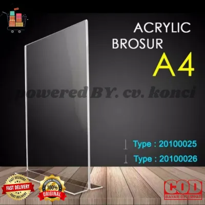 A4 Akrilik / Acrylic Tempat Brosur / Stand Kode QR / Tent Card / Display A4 Type T Series 2 Sisi 1.5MM (COD)