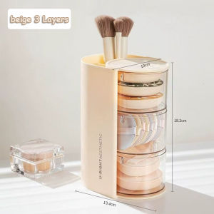 Dustproof Powder Puff Storage Box Desktop Rotating Makeup Storage Box Dressing Table Makeup Egg Makeup Brush Storage Tube