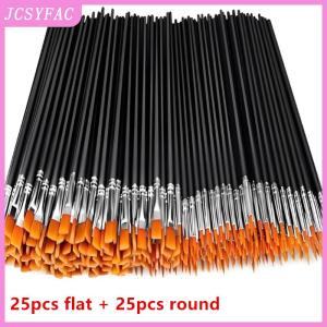 JCSYFAC  Painting Brushes Set Art Round Flat Hair Nylon Hair Paint Brush For Oil Acrylic Watercolor Kids Artists Beginners Students