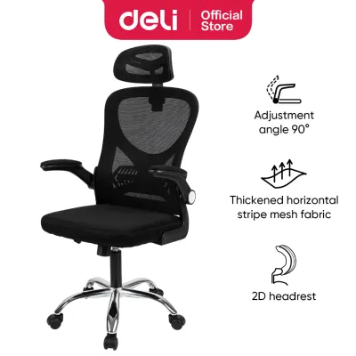 Deli Office Chair Ergonomic Chair Mesh Work Chair With Adjustable Armrests Kerusi - 1 Years Official Warranty