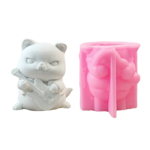 Silicone Molds Animal Molds 3D Guitar Cats Plasters Molds Casting Molds Ornament Craft Supply for Making