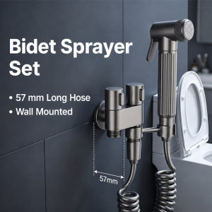 Brass Bidet Spray Set 1-In-2-Out Multi-Function Angle Valve High Pressure Handheld Toilet Flusher