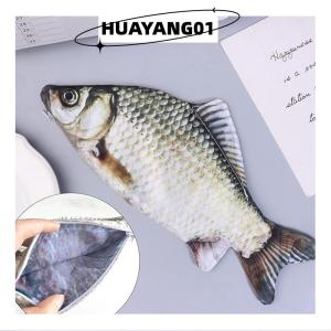 HUAYANG01 [2023 new HOT FASHION] Cá Chép Cá chép bút Túi thực tế hình dạng cá Make-up Pouch bút chì bút Trường hợp với dây kéo trở lại trường học bút chì Túi bút chì túi