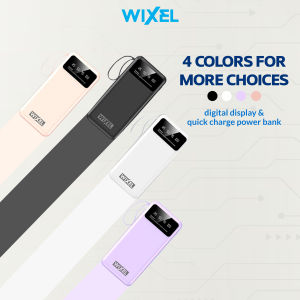 WIXEL Powerbank BLAZE LED Digital Display 10000mAh 3A 22.5W Fast Charging Quick Charge PD with 4 Cable Kabel Type C Lightning Power Bank 10000 mAh 20W Watt