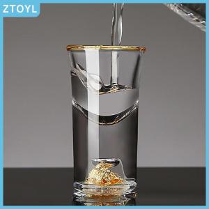 ZTOYL Luxury Crystal Glass Vodka Glass Sake Shochu Glass Bar Liqueur Double Bottom Gold Foil Glass Tea Cup High-end Gifts Hard Liquor