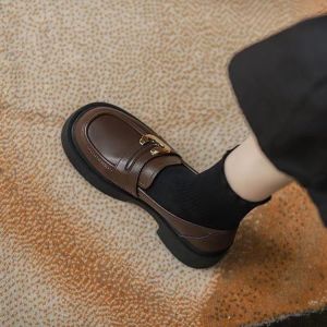 Free Shipping Retro-Style Soft-Soled WomenS Leather Shoes 2026 Autumn New Collection Versatile Shallow-Toe Slip-On Loafers