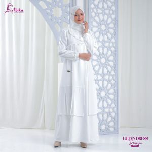 Abika Dress Wanita Kekinian Putih Bersih / Lilian Fashion Muslim 2024