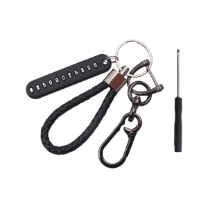 Vehicle Key Chain Holder Interior Decoration Anti-lost Phone Number Plate Keyring Phone Number Key Chain Pendant