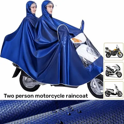 XXXL big size 2/two person motorcycle raincoatthickwaterprooftransparentfluorescent strips