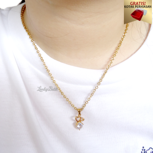 Lovelybutik - Kalung Wanita Korea Terbaru True Lov3 Baru Kalung Remaja Dewasa Titanium Anti Karat Model Terbaru Kalung Rantai Nori donat dan Liontin Love Bonus Free Kotak Perhiasan