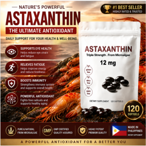 Astaxanthin 12mg 120 Softgels | Premium Astaxanthin Antioxidant Supplements | Fresh Microalgae Source | Supports Eye Joint Internal Circulation Skin Health Natural Tanning
