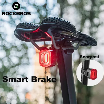 ROCKBROS Bicycle IPX6 Waterproof Taillight Type-C Rechargable Light Smart Auto Brake Sensing LED Rear light Q2S Bike Accessories